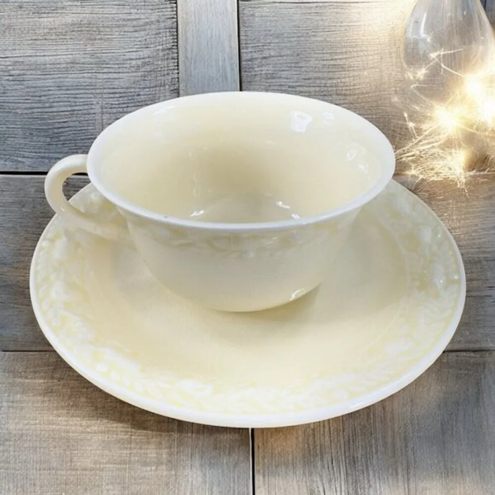 Antique Adams Titian Ware Royal Ivory Della‎ Robbia Teacup Saucer Set Porcelain